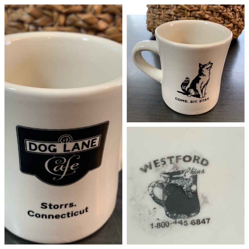 UCONN Dog Lane Cafe Storrs CT Dinerβ Mug Westford China Come Sit Stay FLAWS